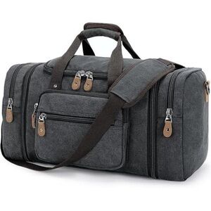 Like New Gonex Gray Expandable Canvas Duffel Bag Overnight Luggage Weekender Bag